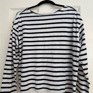 Everlane Black and White Striped Long Sleeve Top